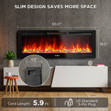 In Flames INF50W-3D WiFi Smart Wall Mounted Electric Fireplace - Tempered Glass