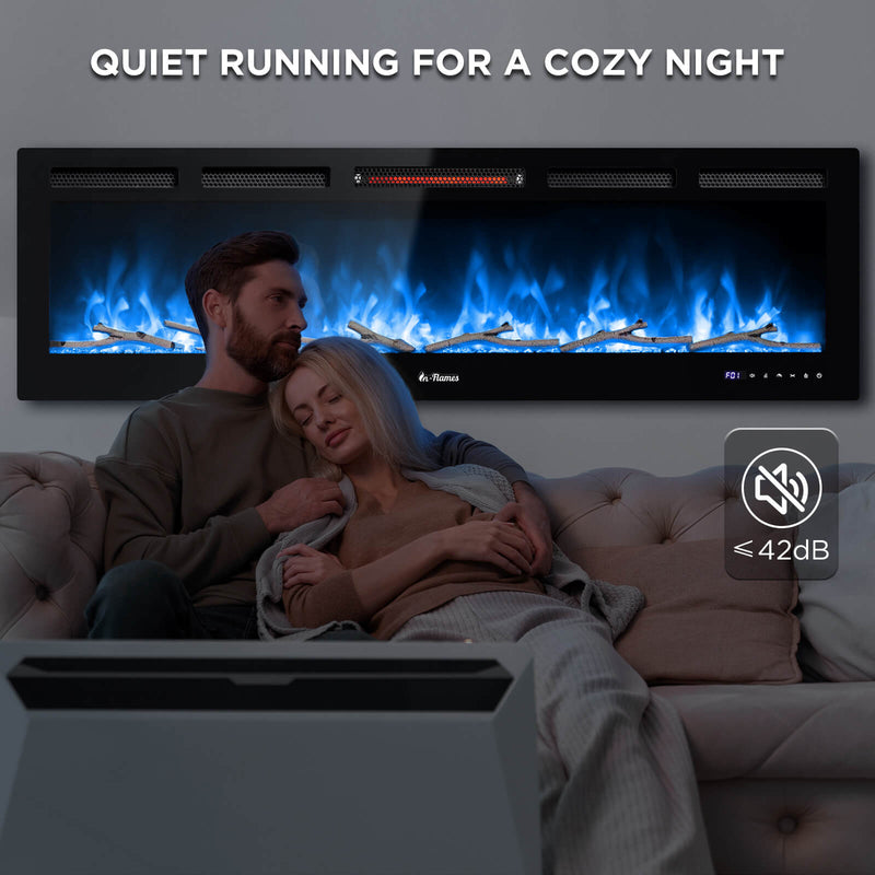 In Flames INF60W-3D WiFi Smart Wall Mounted Electric Fireplace - Tempered Glass