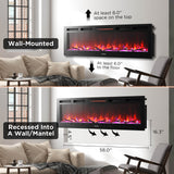 In Flames INF60W-3D WiFi Smart Wall Mounted Electric Fireplace - Tempered Glass