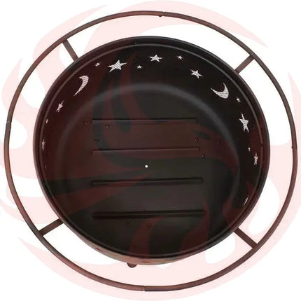 Moon Stars Sky Steel Fire Pit Bowl – Celestial Campfire Vibes with Screen, Grate & Poker - Phoenix Fire Art Store