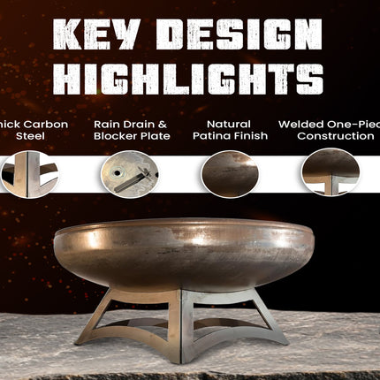 Liberty Fire Pit with Hollow Base (Made in USA) - Phoenix Fire Art Store