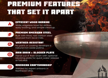Liberty Fire Pit with Standard Base (Made in USA) - Phoenix Fire Art Store