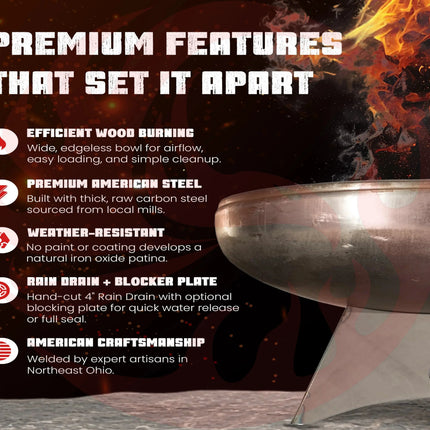 Liberty Fire Pit with Standard Base (Made in USA) - Phoenix Fire Art Store