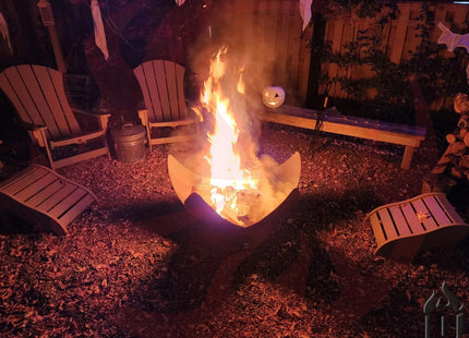 "Fire Flower" Fire Bowl with Hollow Base (Made In USA) - Phoenix Fire Art Store