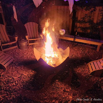 "Fire Flower" Fire Bowl with Hollow Base (Made In USA) - Phoenix Fire Art Store