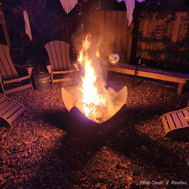 "Fire Flower" Fire Bowl with Hollow Base (Made In USA) - Phoenix Fire Art Store