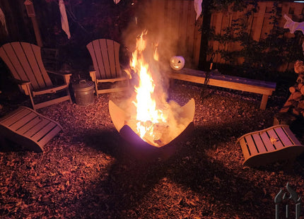"Fire Flower" Fire Bowl with Standard Base (Made In USA) - Phoenix Fire Art Store