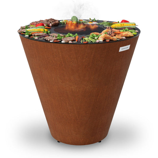 Arteflame One Series 40″ — XXL Flat-Top Charcoal Grill & Fire Bowl (Single-Piece CORTEN Body) - Phoenix Fire Art Store