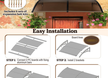 Outdoor Front Door Patio Overhang Awning for Sunlight Rain Snow Wind Protection DirectDeals
