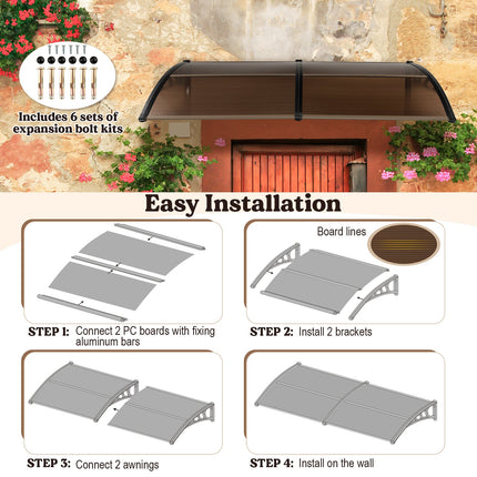 Outdoor Front Door Patio Overhang Awning for Sunlight Rain Snow Wind Protection DirectDeals