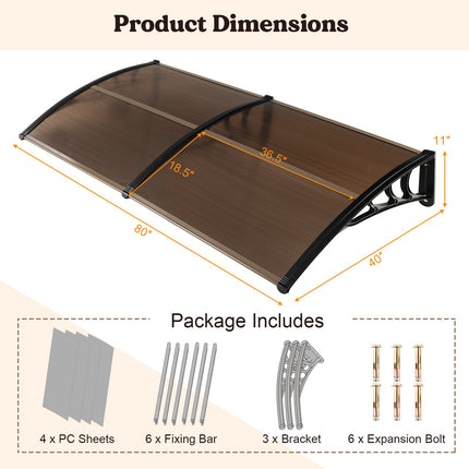 Outdoor Front Door Patio Overhang Awning for Sunlight Rain Snow Wind Protection DirectDeals