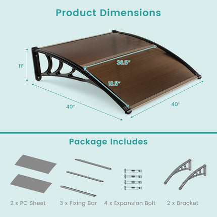 Outdoor Front Door Patio Overhang Awning for Sunlight Rain Snow Wind Protection DirectDeals