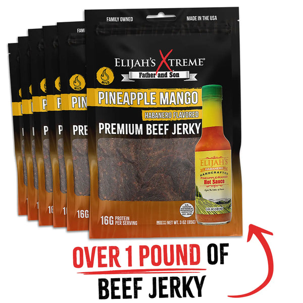 Pineapple-Mango Habanero Beef Jerky - 6 bags (1lb) - Phoenix Fire Art Store
