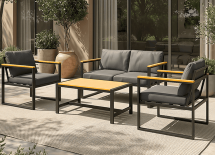 Pamapic 4 Pieces Modern Patio Conversation Sets with Cushion Pamapic