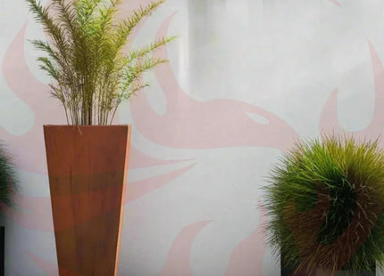 Steel Radius Tapered Planters - Corten Steel Outdoor Planter Box - Phoenix Fire Art Store