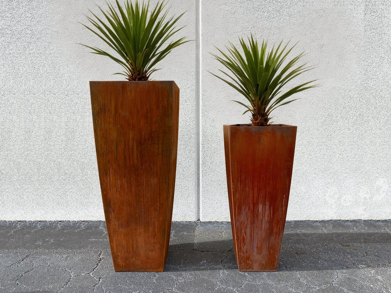 Steel Radius Tapered Planters - Corten Steel Outdoor Planter Box