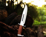 Professional Rambo Bowie Knife - 12" D2 Steel with Exotic Red Wood Handle & Steel Guards