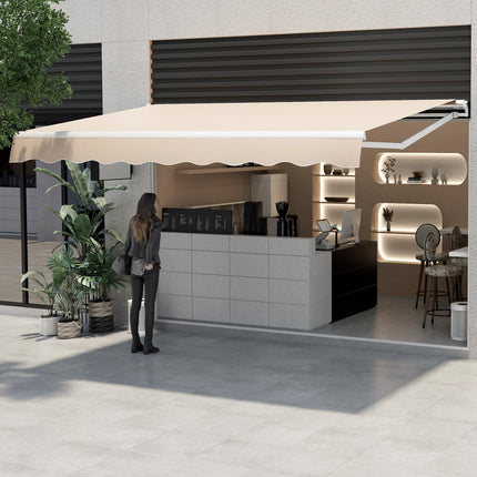 13 × 8 Feet Retractable Patio Awning Aluminum Deck Sunshade-Beige DirectDeals