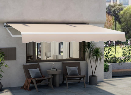 12 x 10 Feet Patio Retractable Awning Aluminum Sunshade Shelter-Beige DirectDeals