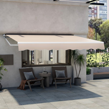 12 x 10 Feet Patio Retractable Awning Aluminum Sunshade Shelter-Beige DirectDeals