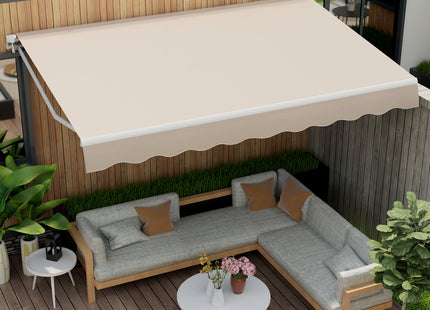 13 × 8 Feet Retractable Patio Awning Aluminum Deck Sunshade-Beige DirectDeals