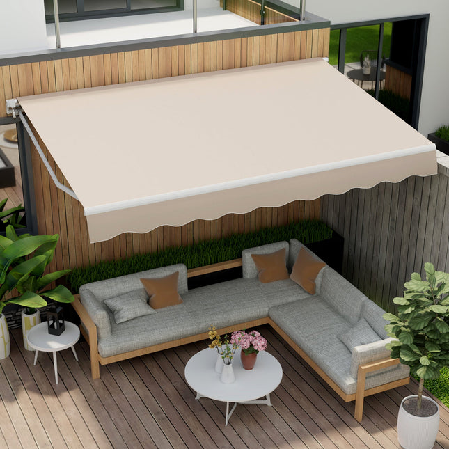 13 × 8 Feet Retractable Patio Awning Aluminum Deck Sunshade-Beige DirectDeals