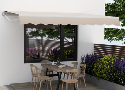 12 x 10 Feet Patio Retractable Awning Aluminum Sunshade Shelter-Beige DirectDeals