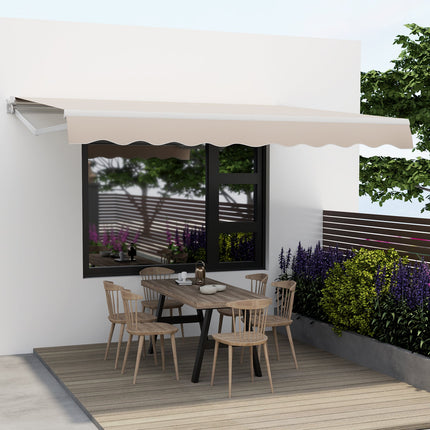12 x 10 Feet Patio Retractable Awning Aluminum Sunshade Shelter-Beige DirectDeals