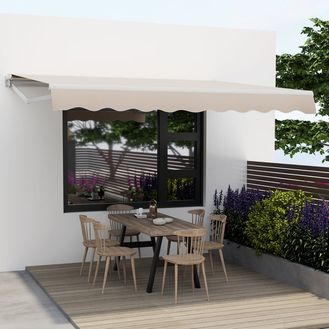12 x 10 Feet Patio Retractable Awning Aluminum Sunshade Shelter-Beige DirectDeals
