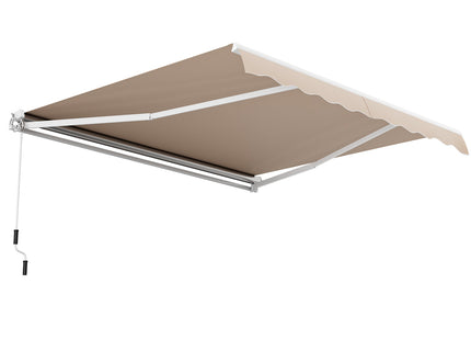 12 x 10 Feet Patio Retractable Awning Aluminum Sunshade Shelter-Beige DirectDeals