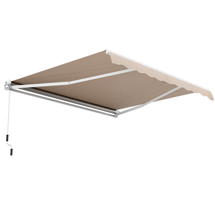 12 x 10 Feet Patio Retractable Awning Aluminum Sunshade Shelter-Beige DirectDeals