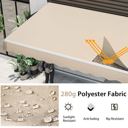 12 x 10 Feet Patio Retractable Awning Aluminum Sunshade Shelter-Beige DirectDeals