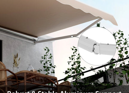 13 × 8 Feet Retractable Patio Awning Aluminum Deck Sunshade-Beige DirectDeals
