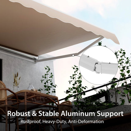 13 × 8 Feet Retractable Patio Awning Aluminum Deck Sunshade-Beige DirectDeals