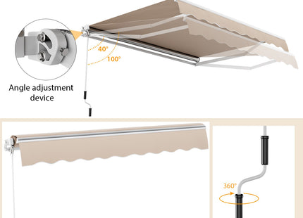 13 × 8 Feet Retractable Patio Awning Aluminum Deck Sunshade-Beige DirectDeals