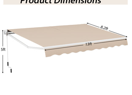 13 × 8 Feet Retractable Patio Awning Aluminum Deck Sunshade-Beige DirectDeals