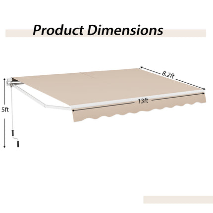 13 × 8 Feet Retractable Patio Awning Aluminum Deck Sunshade-Beige DirectDeals
