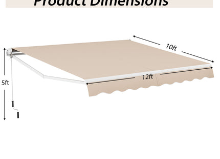 12 x 10 Feet Patio Retractable Awning Aluminum Sunshade Shelter-Beige DirectDeals