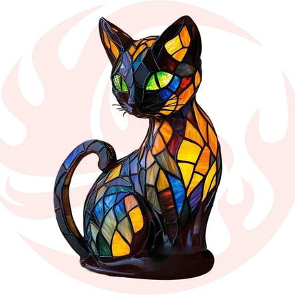 3D Retro Magic Stained Glass Cat Lamp Nightstand LED Multi-Color Cute Gift 2025 Moktan Sabai