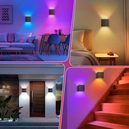 2 Pack Smart Outdoor Wall Lights RGBCW 10W LED Patio Lights App Voice Control Moktan Sabai
