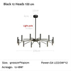 Black 12 Heads 100cm / Neutral light