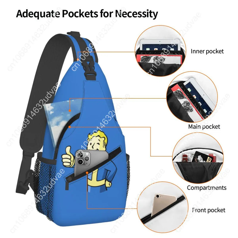 Fallout Vault-Tec Crossbody Sling Bag - Travel Chest Pack for Hiking & Gaming
