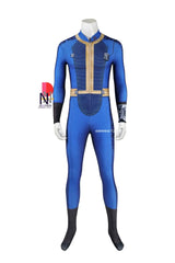 Fallout Vault 33 Hank Cosplay Costume - Blue Jumpsuit Uniform with Arm Props