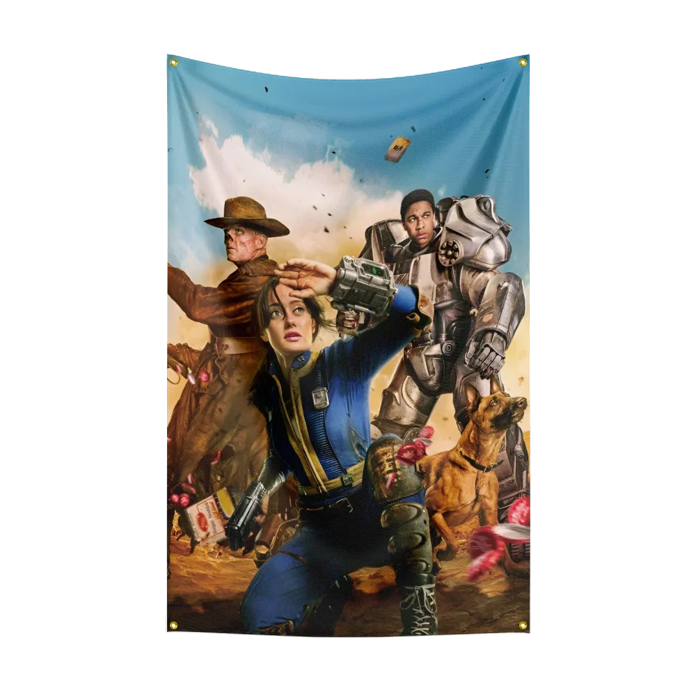 Fallout Flag 3x5ft - Vault-Tec Banner with Brass Grommets for Indoor/Outdoor Display