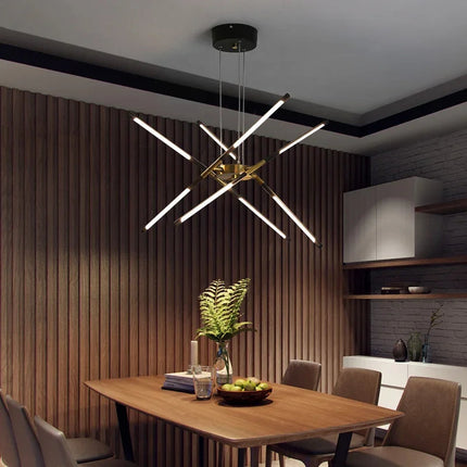 DecorBites™ Linen Ceiling Chandelier: Black Gold Pendant Lamp for Home, Office, or Restaurant Decorbites
