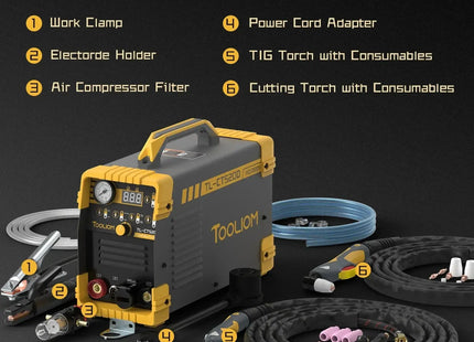 TOOLIOM 3 in 1 Cut/TIG/MMA Welder 50A Air Plasma Cutter 200A TIG and 200A Stick Welder Portable Welding Machine Dual Voltage - Phoenix Fire Art Store