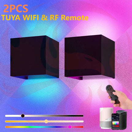 2 Pack Smart Outdoor Wall Lights RGBCW 10W LED Patio Lights App Voice Control Moktan Sabai