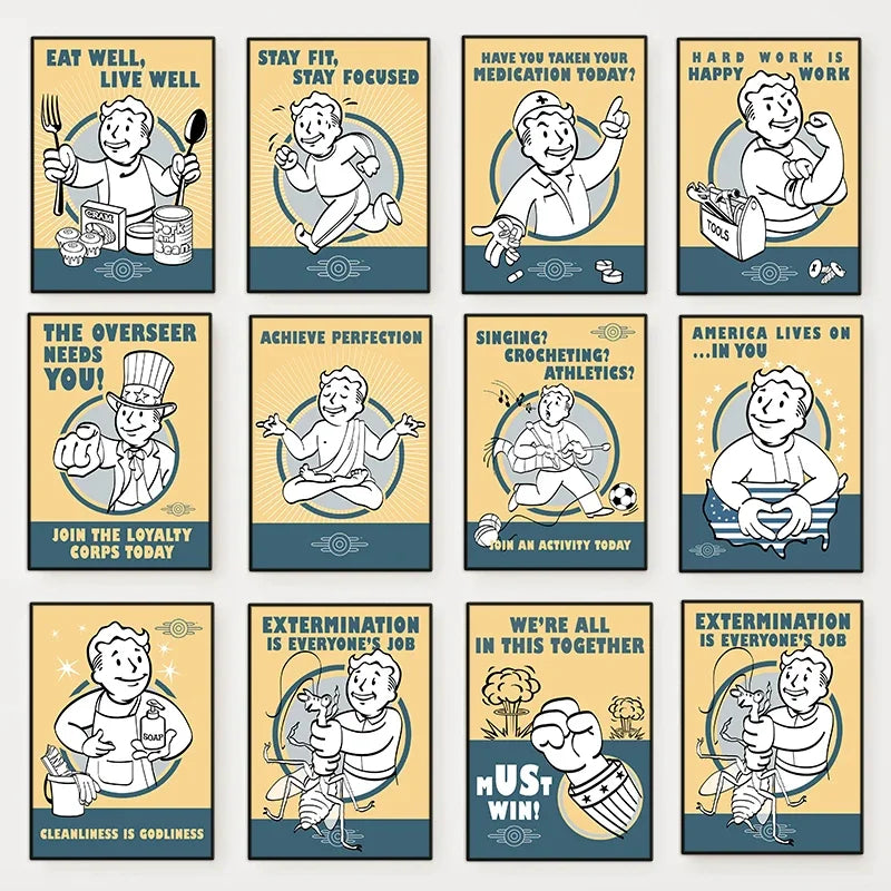 Fallout Vault Boy Poster - Vintage HD Canvas Wall Art Print | Retro Gaming Decor