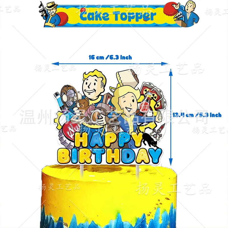 Fallout Birthday Party Decorations Kit - Vault Boy Banner, Balloons & Flags - Complete Radiation Theme Party Supplies