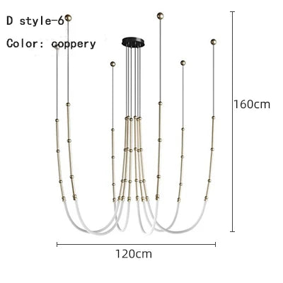 DecorBites™ Linear Creative Chandelier: Nordic LTalian Designer, Modern Lighting for Living Room, Lobby, Bedroom, Restaurant Decorbites